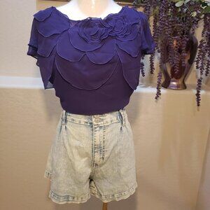 WORTHINGTON PXL, 2-PIECE SET Purple Floral Embellished Shirt & Cami